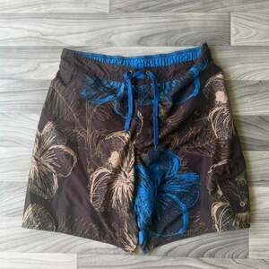 Joe Boxer Vintage Y2K Brown and Blue Floral Swim Trunks